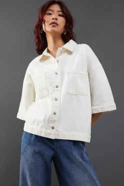 Utility Denim Short Sleeve Boxy Shirt