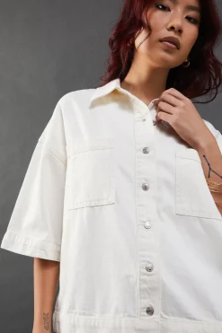 Utility Denim Short Sleeve Boxy Shirt