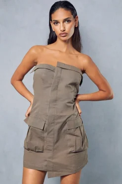 Utility Pocket Detail Wrap Mini Dress