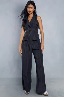 Utility Strap Detail Woven Wide Leg Jumpsuit