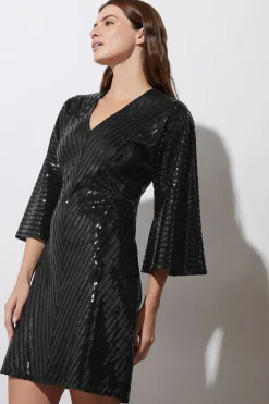 V Neck Sequin Dress