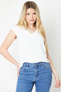 V Neck Shirred Shoulder Blouse