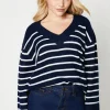 V Neck Stripe Knitted Jumper