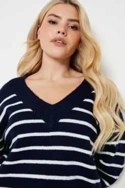 V Neck Stripe Knitted Jumper