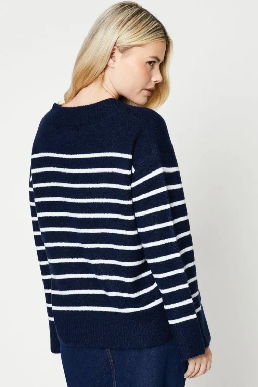V Neck Stripe Knitted Jumper