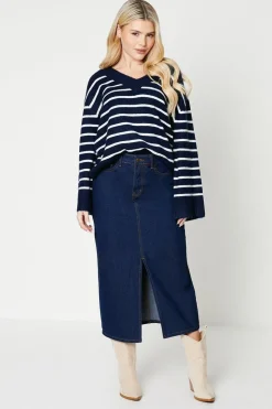 V Neck Stripe Knitted Jumper