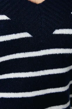 V Neck Stripe Knitted Jumper