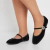 Velvet Diamante Mary Jane Ballet Pumps In Extra Wide Fit