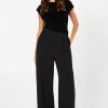 Velvet Sequin Jumpsuit with Cap Sleeve