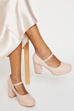 Vera Patent Platform Mary Jane High Block Heel Court Shoes