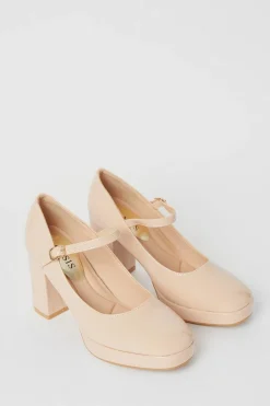 Vera Patent Platform Mary Jane High Block Heel Court Shoes