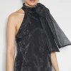 Vera Sleeveless Organza Pussybow Top Black