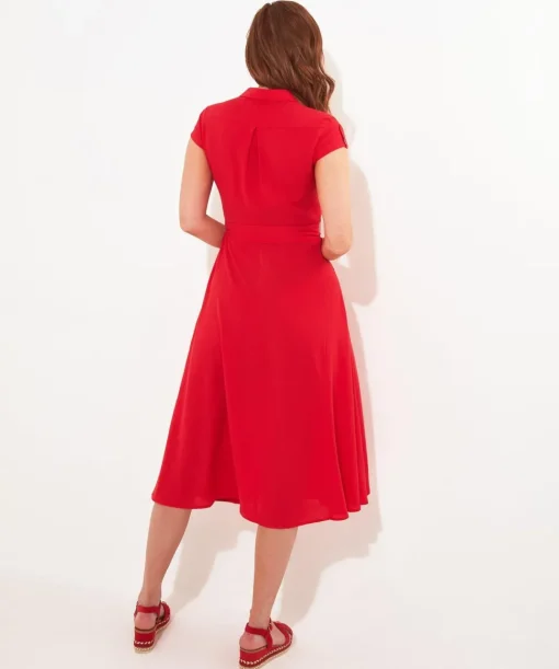 Vintage Safari Tie Waist Midi Shirt Dress