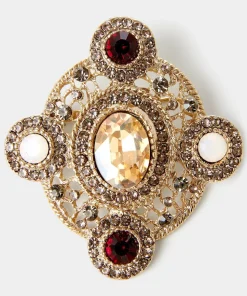 Vintage Style Diamanté Brooch Set