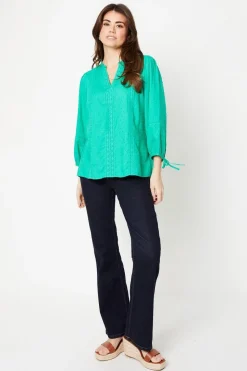 Viscose Dobby Lace Insert Blouse