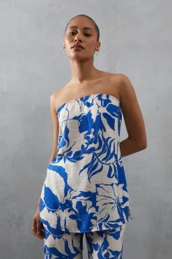 Viscose Floral Nylon Bandeau Top Co Ord