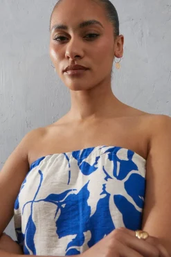 Viscose Floral Nylon Bandeau Top Co Ord