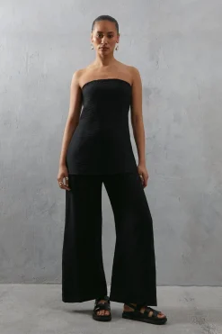 Viscose Nylon Drawstring Wide Leg Trouser Co Ord
