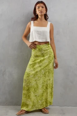 Viscose Snake Print Bias Maxi Skirt