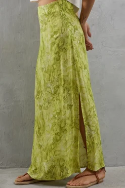 Viscose Snake Print Bias Maxi Skirt