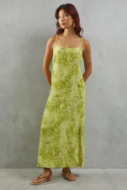 Viscose Snake Print Strappy Maxi Sundress