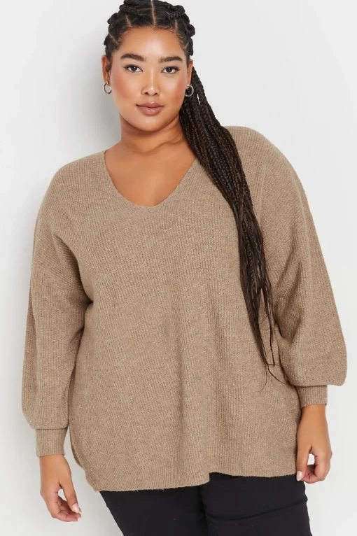 V-Neck Balloon Sleeve Jumper