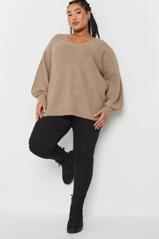V-Neck Balloon Sleeve Jumper