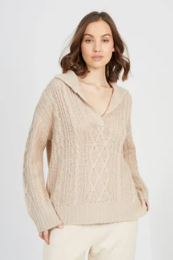 V-Neck Cable Knit Jumper