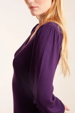 V-Neck Ribbed Bodycon Dress