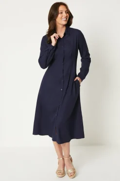 Waist Detail Midi Shirt Dress