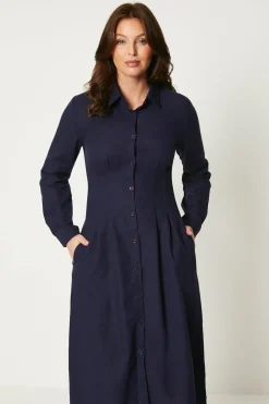 Waist Detail Midi Shirt Dress