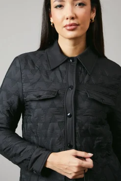 Waist Detail Popper Quilted Jacket