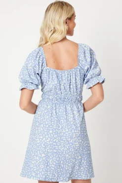 Waist Detail Puff Sleeve Mini Dress