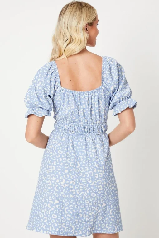 Waist Detail Puff Sleeve Mini Dress