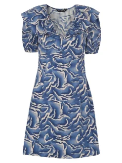 Watercolour Zebra Poplin Dress-Animal Print