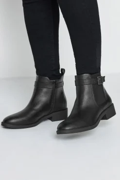 Wide & Extra Wide Fit Buckle Faux Leather Ankle Boots