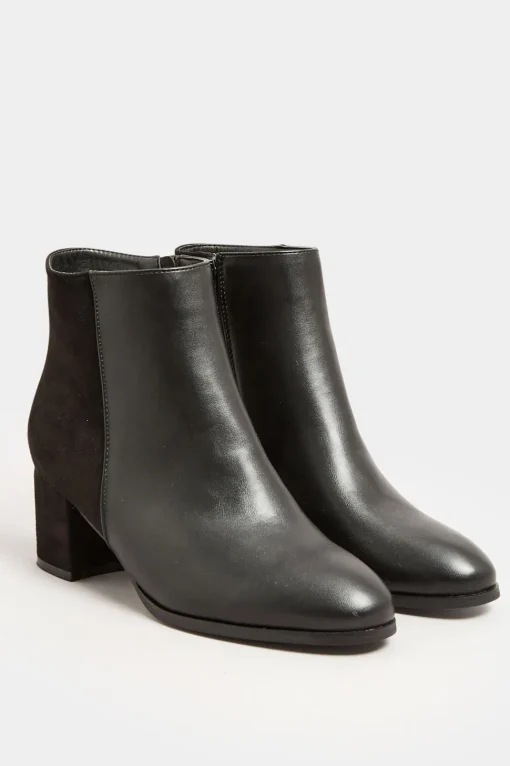 Wide & Extra Wide Fit Block Ankle PU Ankle Boots