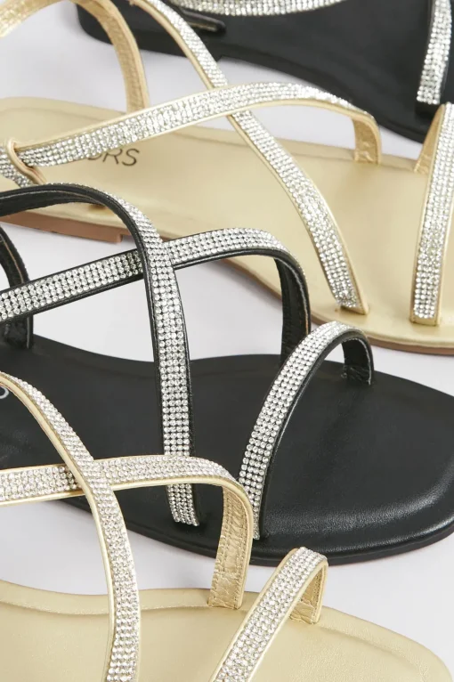 Wide & Extra Wide Fit Diamante Strap Sandals