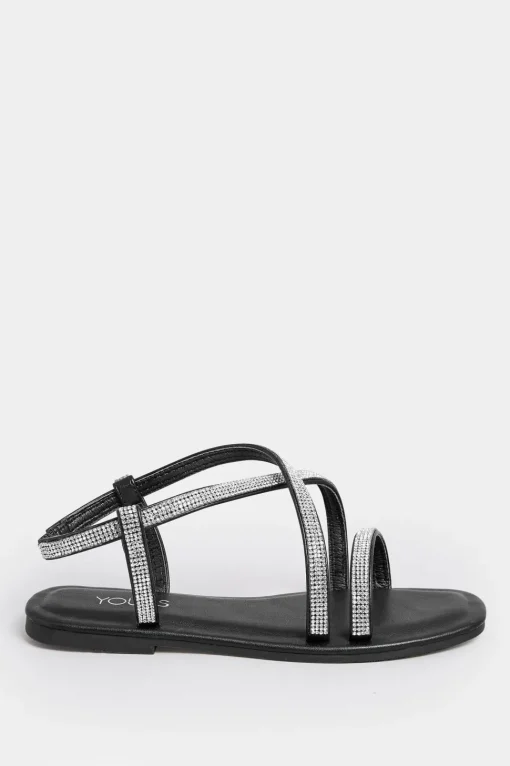 Wide & Extra Wide Fit Diamante Strap Sandals