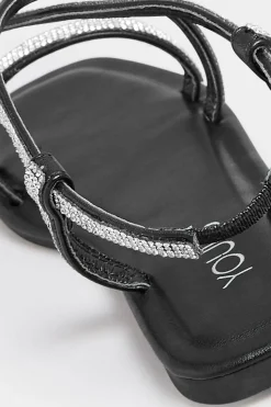Wide & Extra Wide Fit Diamante Strap Sandals