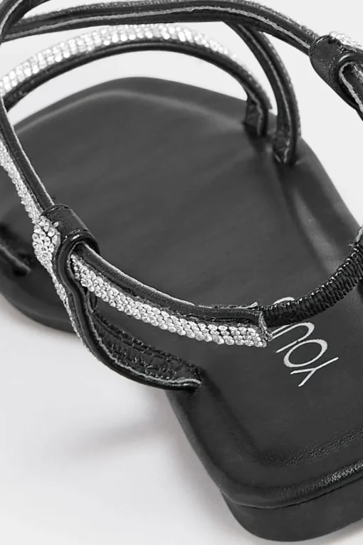 Wide & Extra Wide Fit Diamante Strap Sandals