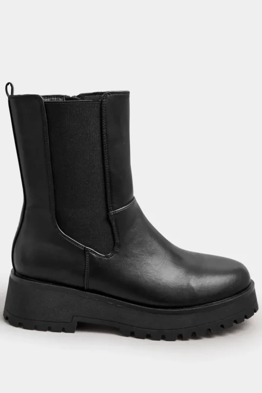 Wide Fit Chunky Wedge Chelsea Boots
