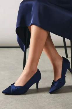Wide Fit Delina Satin Twist Front Kitten Heel Court Shoe