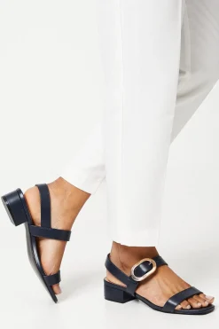 Wide Fit Sedar Low Heel Adjustable Buckle Detail Sandals