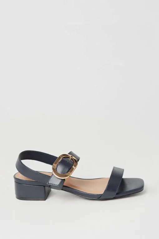 Wide Fit Sedar Low Heel Adjustable Buckle Detail Sandals