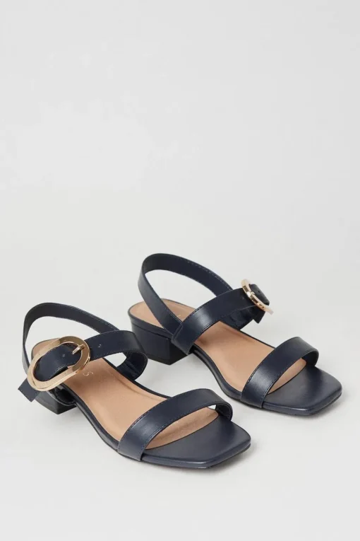 Wide Fit Sedar Low Heel Adjustable Buckle Detail Sandals