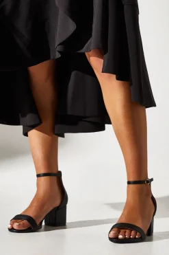 Wide Fit Thelma Ankle Strap Medium Block Heeled Sandals