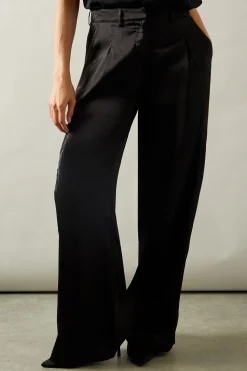 Wide Leg Cargo Satin Trousers