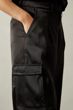 Wide Leg Cargo Satin Trousers