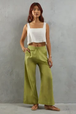 Wide Leg Crop Linen Trouser